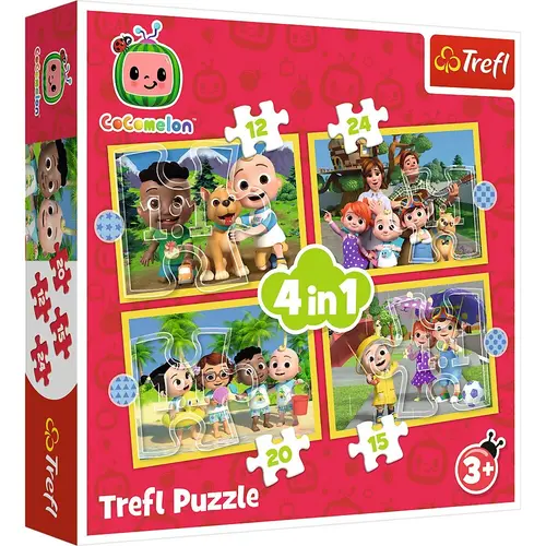 Puzzle Trefl 4 in 1 Cocomelon, Prezentarea familiei, 12/15/20/24 piese