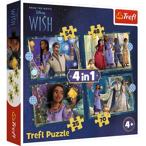 Puzzle Trefl 4 in 1 Disney Wish, Visele devin realitate, 35/48/54/70 piese