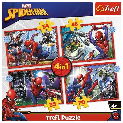 Puzzle Trefl 4 in 1 Spider-Man, 35/48/54/70 piese