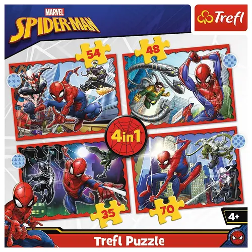 Puzzle Trefl 4 in 1 Spider-Man, 35/48/54/70 piese
