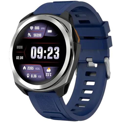Smartwatch CANYON Maveric SW-83, Ecran IPS 1.32inch, GPS, Autonomie 7 zile, Monitor sanatate, ritm cardiac, somn, Waterproof IP68 (Argintiu/Albastru)
