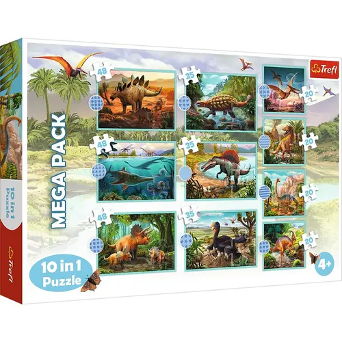 Puzzle Trefl 10 in 1 Lumea Dinozaurilor, 20/35/48 piese