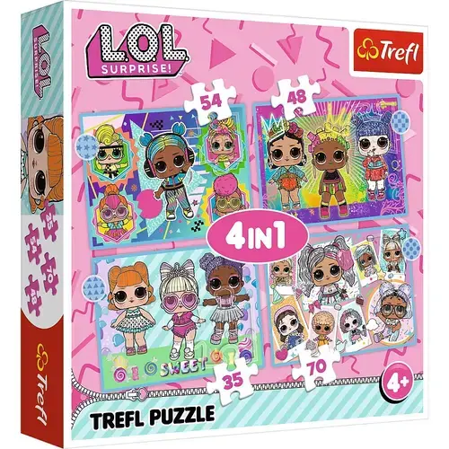 Puzzle Trefl 4 in 1 LOL Cunoaste papusile, 35/48/54/70 piese