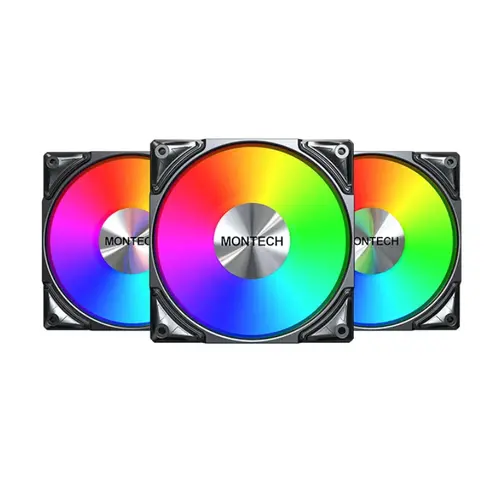 Ventilator Montech Metal Pro 12, 2200rpm, iluminare aRGB, 3 buc (Negru)