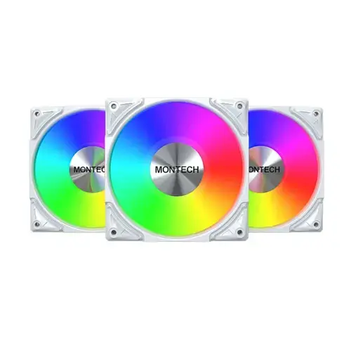 Ventilator Montech Metal Pro 12, 2200rpm, iluminare aRGB, 3 buc (Alb)