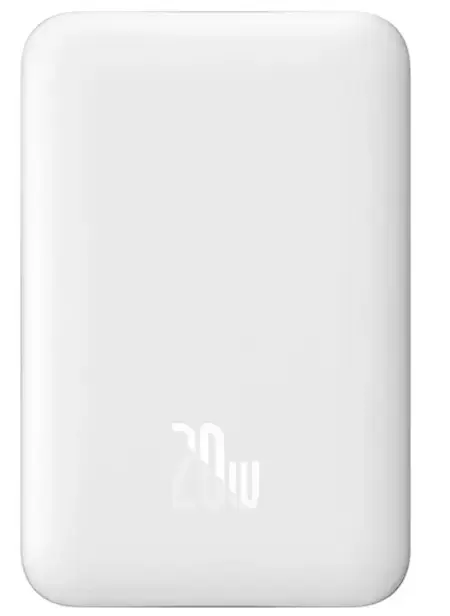 Baterie Externa Wireless Baseus Magnetic Mini PPCX07002, 10000mAh, 20W, PD + FQI, 1 x QI - 1 x USB-C (Alb)