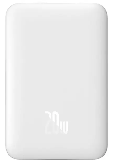 Baterie Externa Wireless Baseus Magnetic Mini PPCX07002, 10000mAh, 20W, PD + FQI, 1 x QI - 1 x USB-C (Alb)
