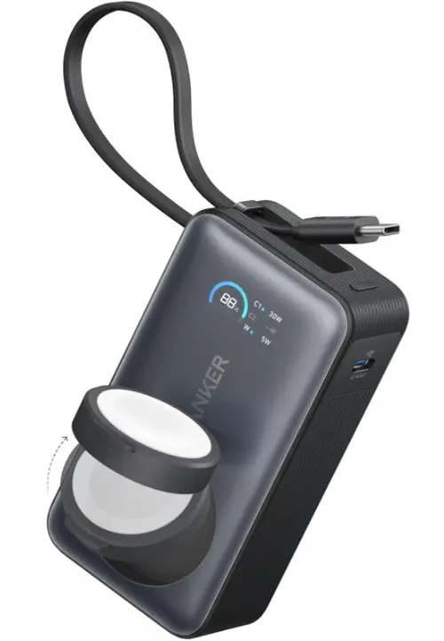 Baterie Externa Anker MagGo, 10000mAh, 35W, PD + QI, 1 x QI - 2 x USB-C (Negru)
