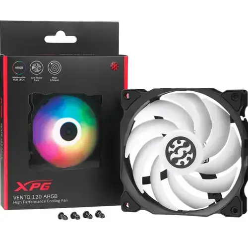 Ventilator XPG Vento, iluminare aRGB, 120mm, 1200rpm (Negru)
