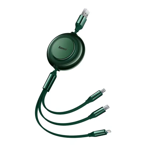 Cablu pentru incarcare si transfer de date 3 in 1 Baseus Bright Mirror 2, USB - Micro-USB/Lightning/USB Type-C, 3.5A, 1.1m, Verde