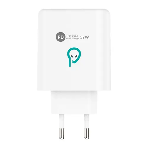Alimentator retea SPACER Quick Charge 37W, 1 x USB Type-C 20W + 1 x USB QC 3.0 18W, 2 x USB 2.4A + 1 x USB Type-C 2.4A (Alb)