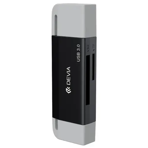 Cititor Card Devia Leopard Series, 2in1, USB, Type-C, High-Speed 3.0, SD/T (Negru)