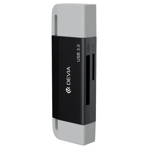 Cititor Card Devia Leopard Series, 2in1, USB, Type-C, High-Speed 3.0, SD/T (Negru)