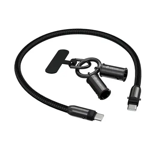 Cablu de incarcare Devia Extreme Speed Woven, Type-C - Type-C, Fast Charge, PD 60W, 0.3m (Negru)