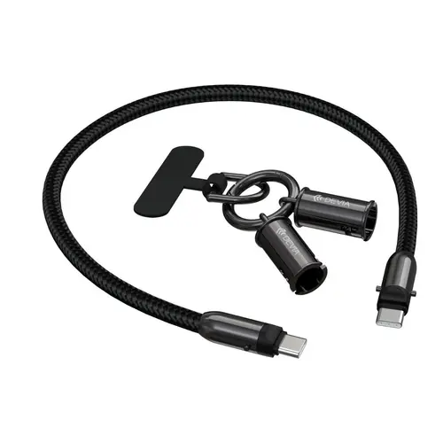Cablu de incarcare Devia Extreme Speed Woven, Type-C - Type-C, Fast Charge, PD 60W, 0.3m (Negru)