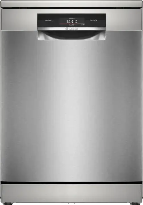 Masina de spalat vase independenta BOSCH SMS8TCI04E, 14 seturi, 8 programe, Clasa A, Display TFT Tactil, EmotionLight (Inox anti-amprenta)
