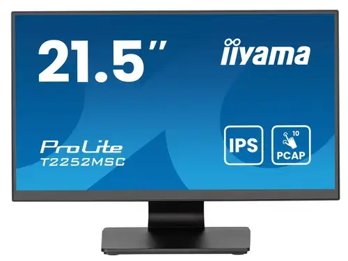 Monitor Iiyama IPS LED 21.5inch T2252MSC-B2AG, HDMI, DipslayPort, Touchscreen, Boxe (Negru)