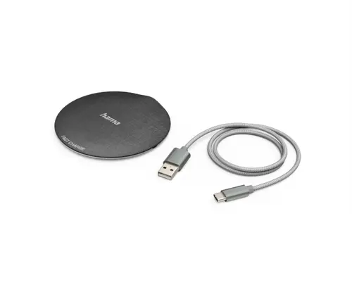 Incarcator wireless HAMA QI-FC10 Metal 201680, universal, QI, 10W (Negru)