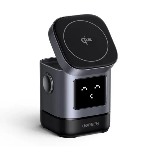 Incarcator Wireless magnetic Ugreen Uno 2-in-1 Qi2, 15W (Gri)