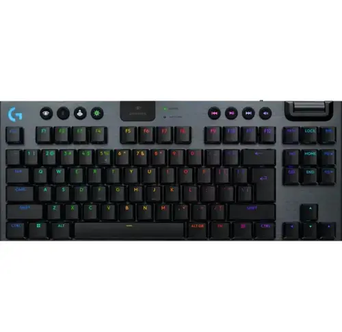 Tastatura Gaming Logitech G915 X Lightspeed TKL, iluminare RGB, Switch GL Clicky, Mecanica, Wireless (Negru)