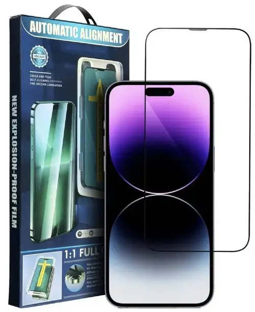Folie de protectie Ecran OEM pentru Apple iPhone 14 Plus / 13 Pro Max, Sticla Securizata, Full Glue, 5D, Cu Rama Ajutatoare, Neagra
