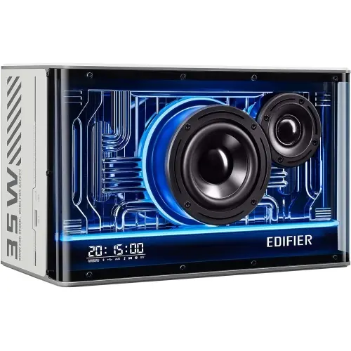 Sistem audio EDIFIER QD35-W, RMS 40 W, Bluetooth 5.3, USB-C, USB-A, AUX, EQs preset 3 moduri, RGB 7 culori, GaN charger 35W (Alb)