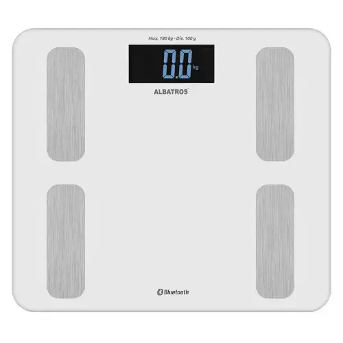 Cantar de baie Albatros SMART FIT, Analizator corporal, Afisaj LED, Conectare prin aplicatia Tuya Smart, max 180 kg (Alb)