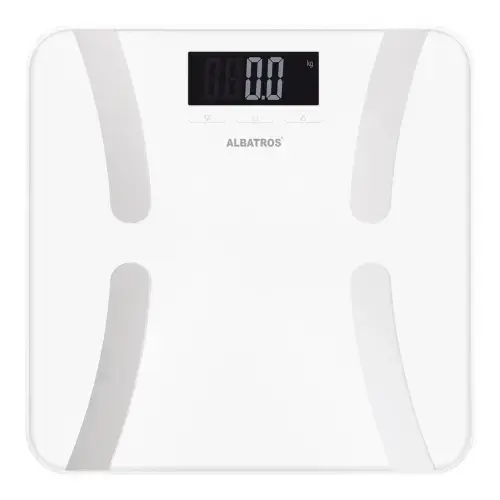 Cantar de baie Albatros HARMONY, Analizator corporal, max 180 kg, procentaj grasime corporala, masa osoasa, cantitate apa din corp, masa musculara (Alb)