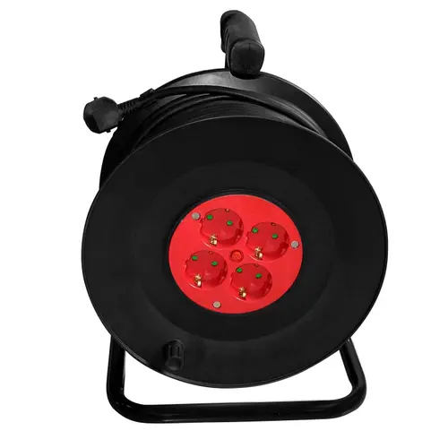 Prelungitor cu tambur Samus 4 prize Schuko, 50m, 3680w, 3x 1,5mmp, IP20, 4PT50-3680 (Negru)