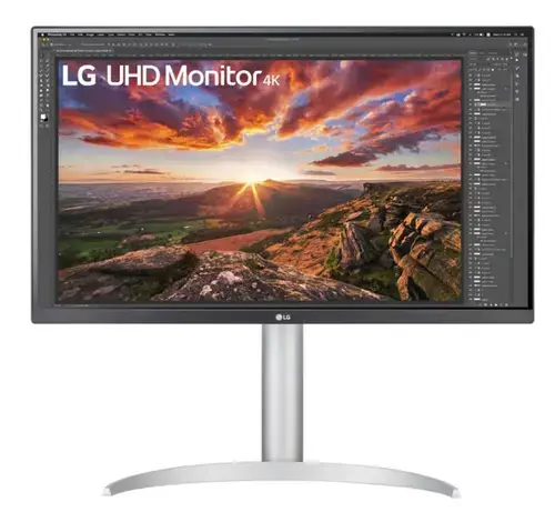 Monitor IPS LED LG 24inch 27UP850K-W, UHD (3840 x 2160), HDMI, DipslayPort, Pivot, Boxe (Alb/Argintiu)