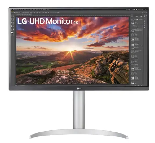 Monitor IPS LED LG 24inch 27UP850K-W, UHD (3840 x 2160), HDMI, DipslayPort, Pivot, Boxe (Alb/Argintiu)