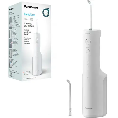 Irigator bucal Panasonic Ultrasonic EW-DJ66-W303, 5 viteze, 2 capete, 200 ml (Alb)