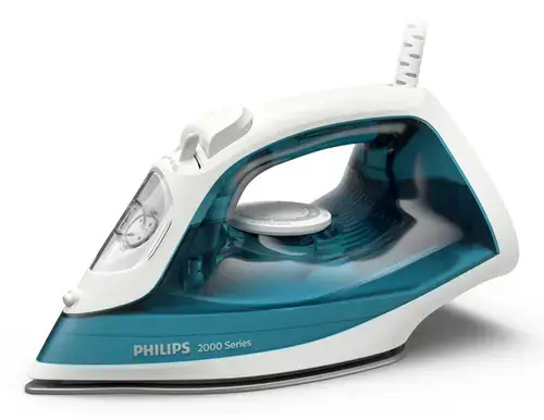 Fier de calcat Philips DST2010/90 Seria 2000, 2000W (240V), debit de abur 25g/min si jet de abur 100g/min, talpa Non Stick, sistem anti-picurare, Calc Clean, capacitate rezervor 250ml (Alb/Albastru)