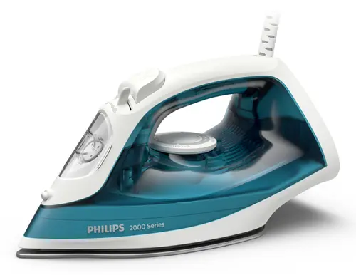 Fier de calcat Philips DST2010/90 Seria 2000, 2000W (240V), debit de abur 25g/min si jet de abur 100g/min, talpa Non Stick, sistem anti-picurare, Calc Clean, capacitate rezervor 250ml (Alb/Albastru)