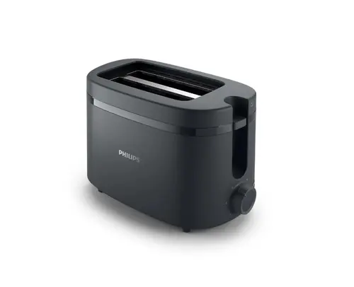 Prajitor de paine Philips Essentials Seria 1000 HD2510/90, 2 fante wide, 650 W, 6 trepte rumenire (Negru)