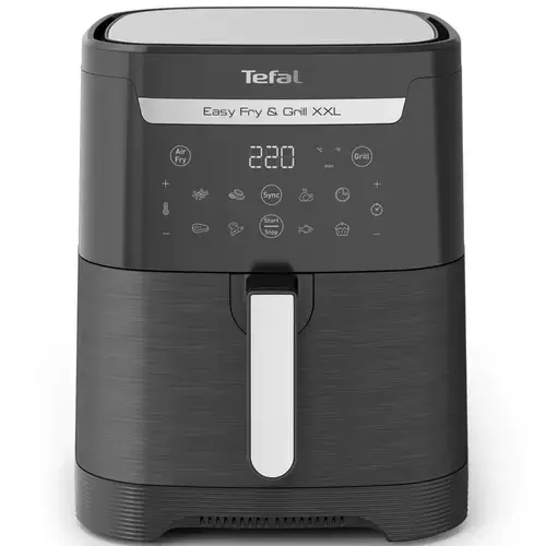 Friteuza cu aer cald Tefal EasyFry & Grill XXL EY801815, 1830W, gratar incorporat, 8 programe, capacitate 6.5 l, 2 zone de gatire, tehnologie Extra Crisp, invelis antiaderent (Negru)
