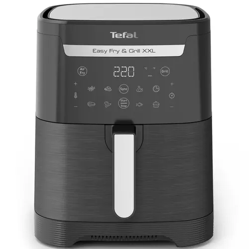 Friteuza cu aer cald Tefal EasyFry & Grill XXL EY801815, 1830W, gratar incorporat, 8 programe, capacitate 6.5 l, 2 zone de gatire, tehnologie Extra Crisp, invelis antiaderent (Negru)