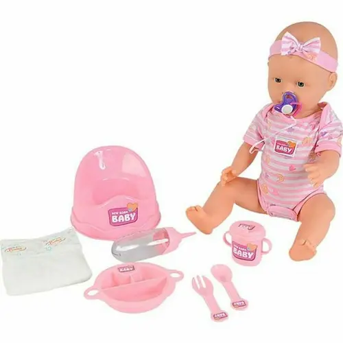 Papusa bebelus BigBuy, cu accesorii, 43cm (Roz)