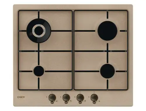 Plita incorporabila Candy CHW6BRAV4WGT, Gaz, 4 arzatoare, Aprindere electrica, Sistem de siguranta, 60 cm (Bej)