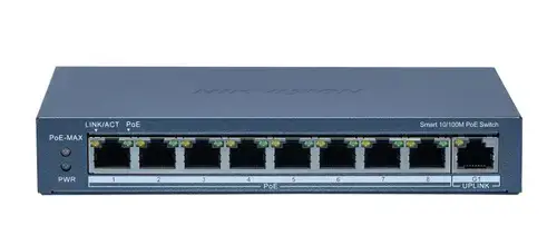 Switch Hikvision DS-3E1309P-EI(B), 8 Porturi, PoE