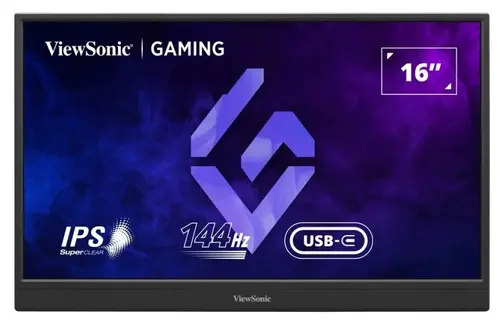 Monitor Portabil Gaming IPS LED ViewSonic 15.6inch VX1654, Full HD (1920 x 1080), mini HDMI, Boxe, 144 Hz, 4.67 ms (Negru)