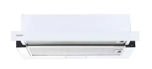 Hota incorporabila telescopica CANDY CBT625/2W/1, Capacitate de absorbtie 332m3/h, 2 trepte de viteza, Iluminare LED, 2 filtre, Clasa B, 60 cm (Alb)