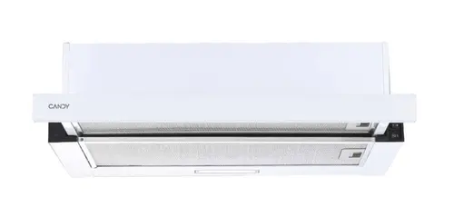 Hota incorporabila telescopica CANDY CBT625/2W/1, Capacitate de absorbtie 332m3/h, 2 trepte de viteza, Iluminare LED, 2 filtre, Clasa B, 60 cm (Alb)