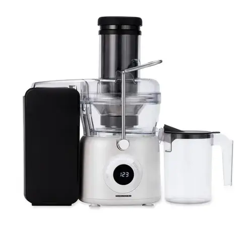 Storcator de fructe Heinner Pearlwhite HSF-K1000DCWP, 1000W, motor DC, viteza variabila, recipient pulpa 1L, filtru inox, tub larg alimentare 84mm (Alb)