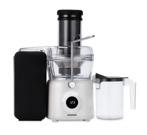 Storcator de fructe Heinner Pearlwhite HSF-K1000DCWP, 1000W, motor DC, viteza variabila, recipient pulpa 1L, filtru inox, tub larg alimentare 84mm (Alb)