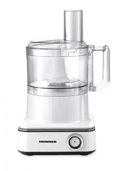 Robot de bucatarie HEINNER HFP-K1000WP, 1000 W, 6 viteze + PULSE, Bol procesare 2.3 l, Lame din otel inoxidabil, Cana de plastic 1.5 l (Alb)
