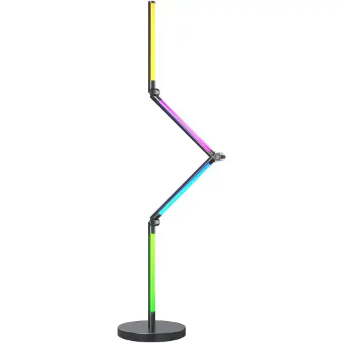 Lampadar de podea/perete LED RGB-IC inteligent Calex Gaming, Wi-Fi, Bluetooth, 12W, dimabil, lumina alba si colorata, 140 cm, Clasa energetica F