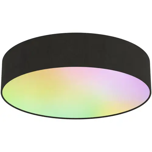 Plafoniera LED RGB inteligenta Calex, Wi-Fi, Bluetooth, 14W, 1500 lm, dimabila, lumina alba si colorata (3000-6500K), 30cm, Negru, Clasa energetica F