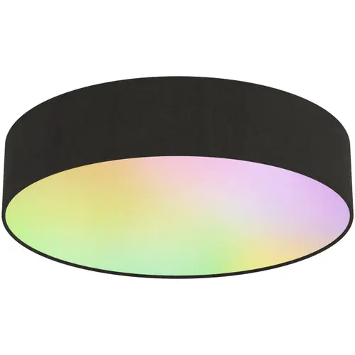 Plafoniera LED RGB inteligenta Calex, Wi-Fi, Bluetooth, 14W, 1500 lm, dimabila, lumina alba si colorata (3000-6500K), 30cm, Negru, Clasa energetica F