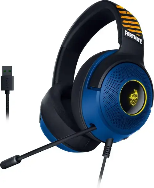 Casti Gaming Razer Kraken V3 X Fortnite Edition, USB, Surround, Microfon HyperClear, Drivere TriForce 40mm (Albastru/Negru)